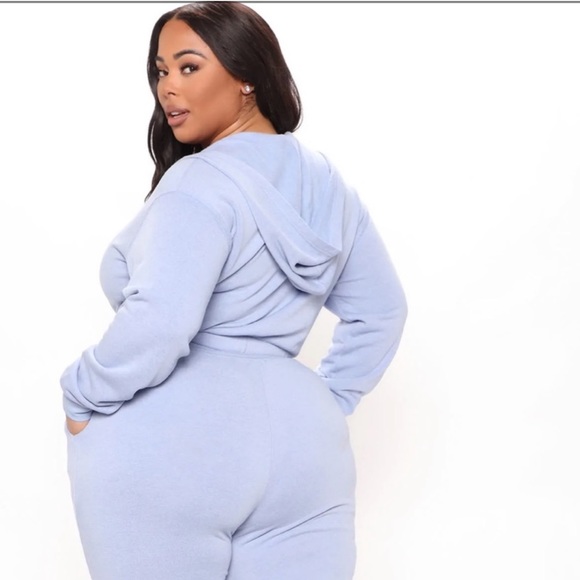 Britney Mix & Match Cropped Zipped Hoodie Light Blue - Picture 2 of 2